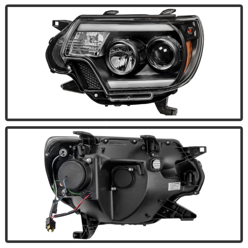 SPYDER 5081711 FITS: Toyota Tacoma 12-15 Projector Headlights Light Bar DRL Black PRO-YD-TT12-LBDRL-BK Headlights