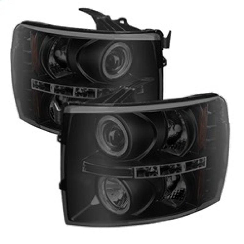 SPYDER 5078322 FITS: Chevy Silverado 1500/2500 07-13 Projector Headlights LED Halo LED Blk Smke PRO-YD-CS07-HL-BSM Headlights