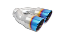 Load image into Gallery viewer, Vibrant 1326B FITS: 2.5in ID Dual 3.5in OD Round SS Tips (Single Wall Angle Cut) w/Burnt Blue Finish Tips