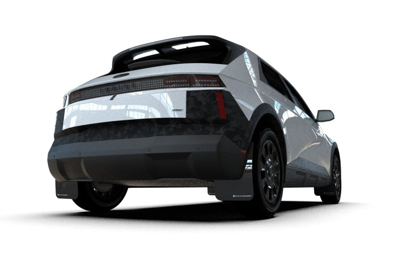 Rally Armor MF127-BAT-BLK-SIL FITS: 2025 Hyundai Ioniq 5 XRT Black Mud Flap Silver Battery Logo Mud Flaps
