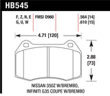 Hawk 2003-2004 Infiniti G35 (w/Brembo Brakes) HPS 5.0 Front Brake Pads