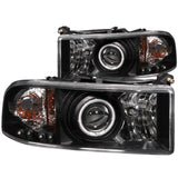 ANZO 111065 FITS: 1994-2001 Dodge Ram Projector Headlights w/ Halo Black Headlights