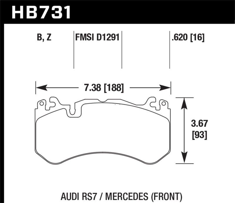 Hawk Performance HB731Z.620 FITS: Hawk 13-16 Mercedes SL Class / 16-17 Audi RS7 Performance Ceramic Front Brake Pads Brake Pads Performance