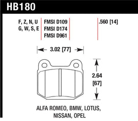 Hawk Performance HB180S.560 FITS: -Hawk 03-06 Evo / 04-09 STi / 03-07 350z Track H-10 Rear Pads Brake Pads Racing