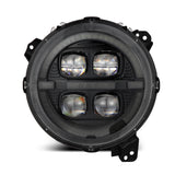 AlphaRex 880867 FITS: 18-23 Jeep Wrangler JL/Gladiator JT LED Proj Headlights Alpha-Blk w/ Activ Light/Seq Signal Headlights