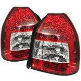 SPYDER 5004949 FITS: Honda Civic 96-00 3DR LED Tail Lights Red Clear ALT-YD-HC96-3D-LED-RC Tail Lights