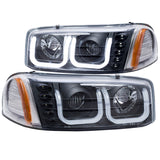 ANZO 111303 FITS: 1999-2006 GMC Sierra 1500 Projector Headlights w/ U-Bar Black Headlights