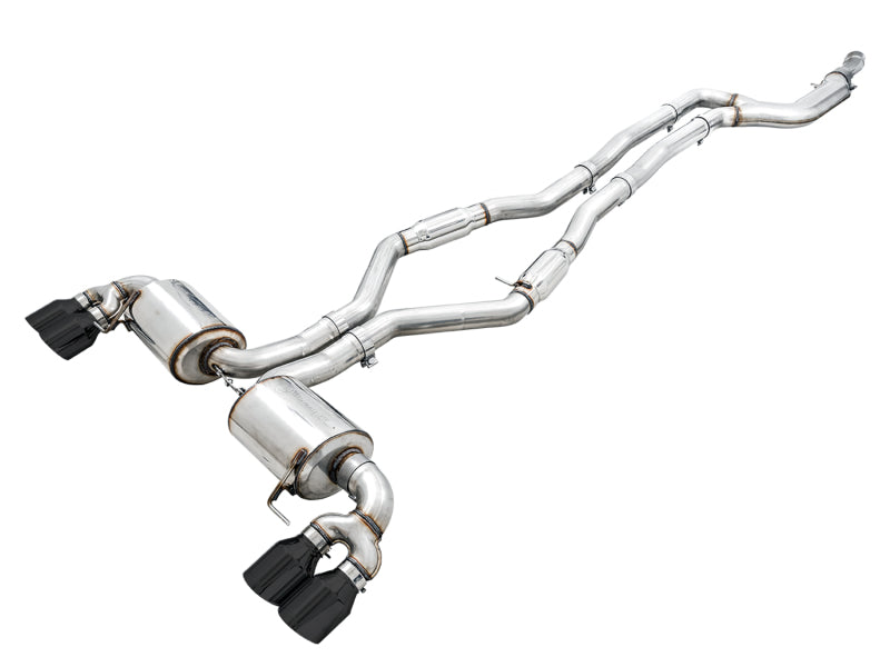 AWE Tuning 3015-43158 FITS: 2019+ BMW M340i (G20) Resonated Touring Edition Exhaust Quad Diamond Black Tips Catback
