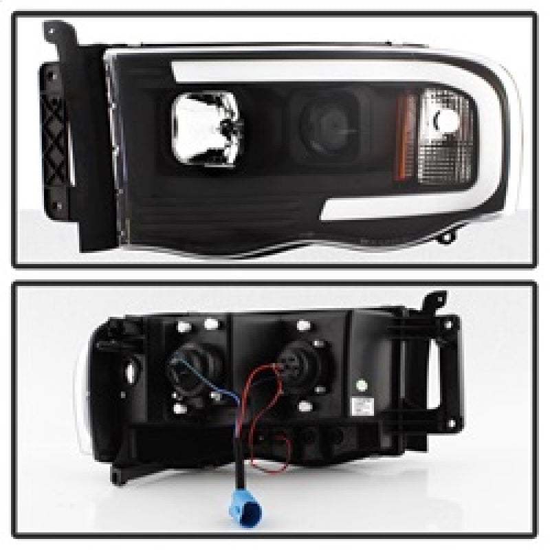 SPYDER 5084606 FITS: 02-05 Dodge Ram 1500 Light Bar Projector Headlights Black (PRO-YD-DR02V2-LB-BK) Headlights