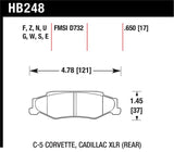 Hawk 2008-2009 Cadillac XLR Platinum HPS 5.0 Rear Brake Pads