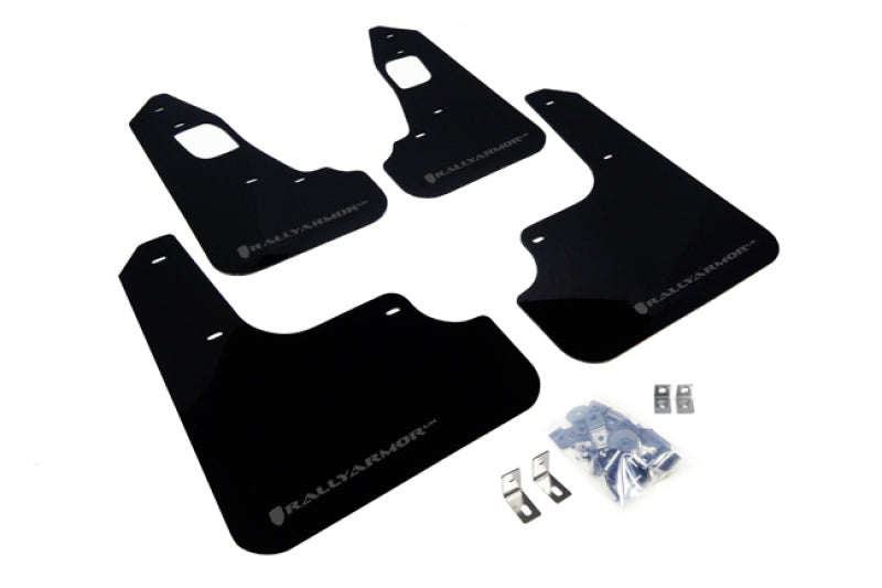 Rally Armor MF10-UR-BLK/GRY FITS: 08-17 Mitsubishi EVO X Black UR Mud Flap w/ Grey Logo Mud Flaps