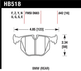Hawk Performance HB518S.642 FITS: Hawk BMW 330CI/330I/330XI/525i/740i/754iL/M3/M5/X3/X5/Z4/Z8 / Range Rover HSE HT-10 Race Rear Brake Brake Pads Racing
