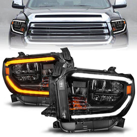 ANZO 111533 FITS: 14-21 Toyota Tundra (OE Halogen w/LED DRL) LED Crystal Headlights w/ Switchback & DRL Blk Headlights