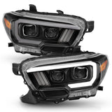ANZO 111397 FITS: 2016-2017 Toyota Tacoma Projector Headlights w/ Plank Style Switchback Black w/ Amber w/ DRL Headlights