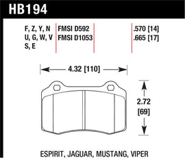Hawk Performance HB194B.570 FITS: Hawk 2005-2005 Volvo S40 I HPS 5.0 Rear Brake Pads Brake Pads Performance