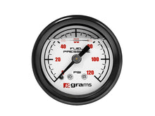 Load image into Gallery viewer, Grams Performance G2-99-1200W FITS: Universal 0-120 PSI Fuel Pressure Guage White Face Fuel Pressure Regulators