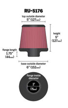 Load image into Gallery viewer, K&amp;N Engineering RU-5176 FITS:K&amp;N Universal Rubber Filter-Round Tapered 3in Flange ID x 6in Base OD x 6in Top OD x 5in H Air Filters Universal Fit