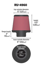 Load image into Gallery viewer, K&amp;N Engineering RU-4960 FITS:K&amp;N Filter Universal Rubber Filter 2 3/4 inch Flange 6 inch Base 5 inch Top 5 1/2 inch Height Air Filters Universal Fit