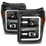 ANZO 111406 FITS: 2011-2016 Ford F250 Projector Headlights w/ Plank Style Switchback Black w/ Amber Headlights