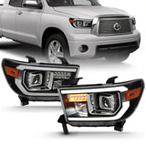 ANZO 111447 FITS: 2007-2014 Toyota Tundra Projector Light Bar H.L Black Amber(Led High Beam) (Halogen Version) Headlights