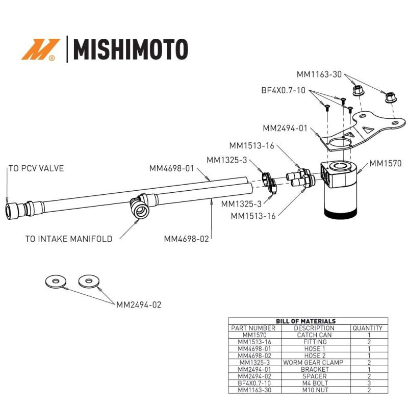 Mishimoto MMBCC-MUS4-24 FITS: Oil Catch Cans FITS: 2024+ Ford Mustang 2.3L EcoBoost Oil Catch Can PCV Side Oil Catch Cans