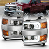 ANZO 111360 FITS: 2015-2016 Chevrolet Silverado Projector Headlights w/ Plank Style Design Chrome w/ Amber Headlights
