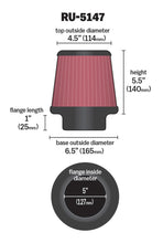 Load image into Gallery viewer, K&amp;N Engineering RU-5147 FITS:K&amp;N Filter Universal Rubber Filter 5in Flange 6.5in Base 4.5in Top 5.5in Height Air Filters Universal Fit