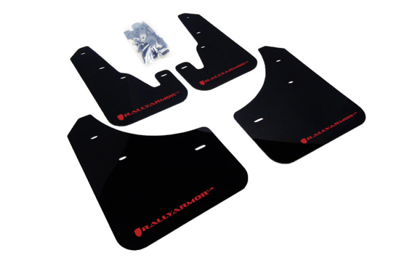 Rally Armor MF9-UR-BLK/RD FITS: 04-09 Mazda3/Speed3 Black UR Mud Flap w/ Red Logo Mud Flaps