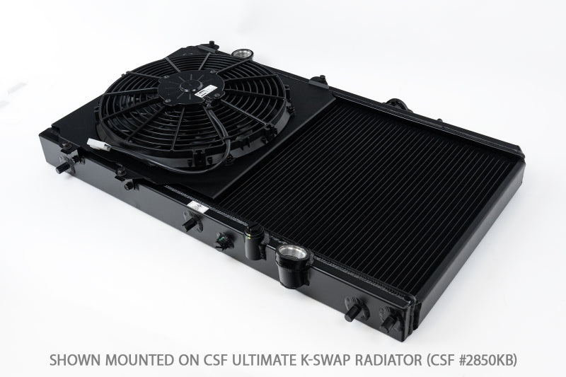 CSF 2858FB FITS: 92-00 Honda Civic All-Aluminum Fan Shroud w/12in SPAL Fan Black Finish Radiators