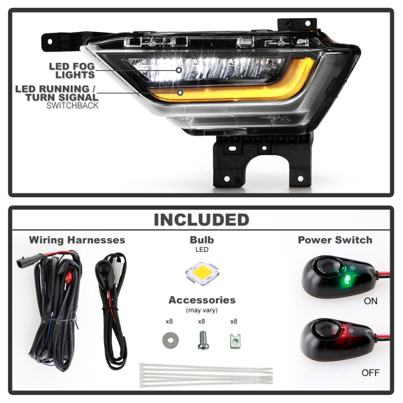 SPYDER 9052262 FITS: 21-23 Ford F150 w/ Turn Signal OEM Style Full LED Fog Lights w/ Switch FL-FF1502021-LED-T-C Fog Lights