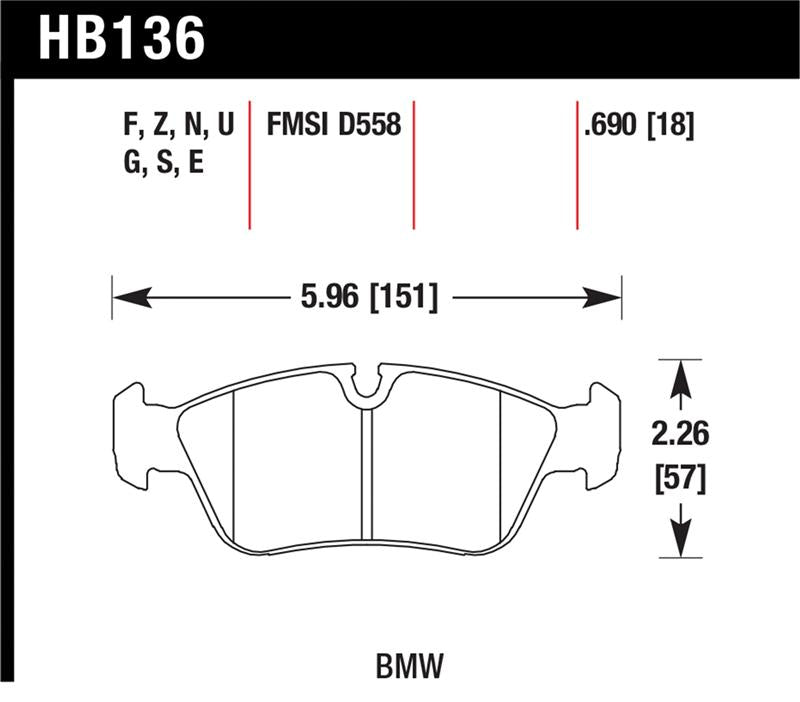 Hawk Performance HB136G.690 FITS:Hawk BMW 318i/318iC/318iS/318Ti/325Ci/325i/325iS/325Xi/328Ci/328iC/328iS/Z3 Race Front Brake Pads Brake Pads Racing