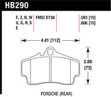 Hawk 98 Porsche 911 Targa / 99-08 911 Carrera 4 / 00-06 Boxster S Blue 9012 Rear Brake Pads