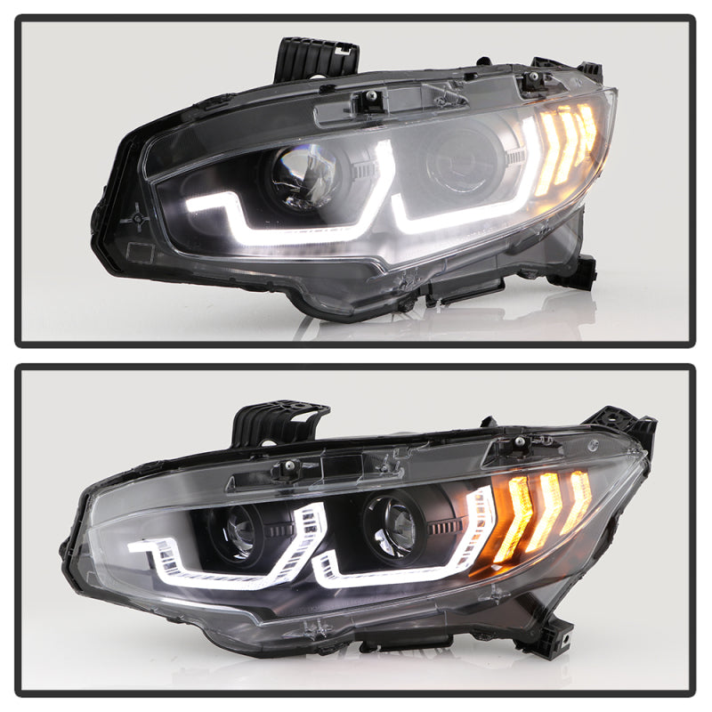 SPYDER 5087867 FITS: Honda Civic 16- 2DR/4DR/Hatchback Projector Headlights Black PRO-YD-HC16SI-SEQGR-BK Headlights