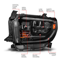 Load image into Gallery viewer, ANZO 111533 FITS: 14-21 Toyota Tundra (OE Halogen w/LED DRL) LED Crystal Headlights w/ Switchback &amp; DRL Blk Headlights