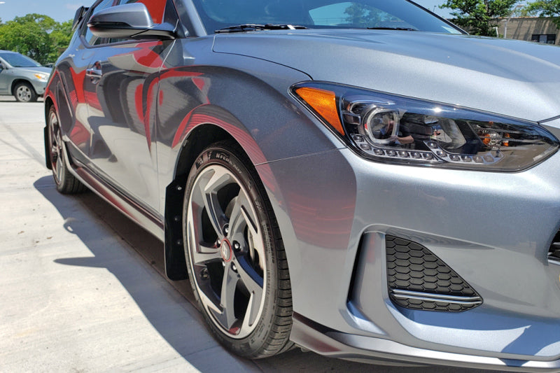 Rally Armor MF58-UR-RD/WH FITS: 19-21 Hyundai Veloster Turbo/2.0/R-Spec Red UR Mud Flap w/White Logo Mud Flaps