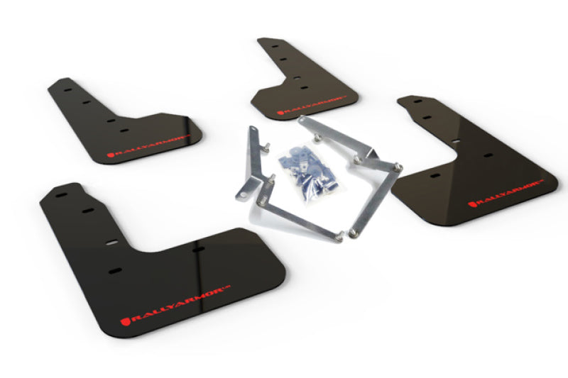 Rally Armor MF51-UR-BLK/RD FITS: 17-19 Honda Civic Sport/Sport Touring Black UR Mud Flap w/Red Logo Mud Flaps