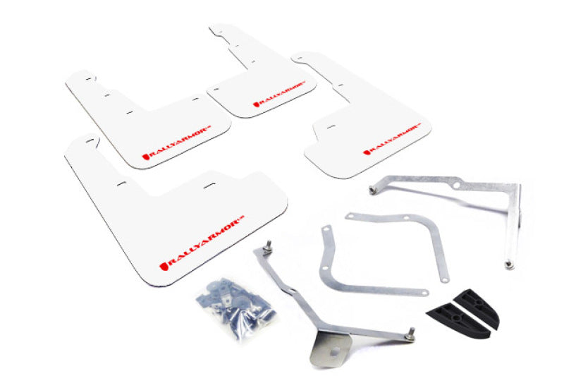 Rally Armor MF32-UR-WH/RD FITS: 15-21 Subaru WRX/STI White UR Mud Flap w/Red Logo Mud Flaps