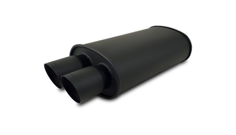 Vibrant 1149 FITS: StreetPower FLAT BLACK Oval Muffler with Dual 3in Outlet 3in inlet I.D. Muffler