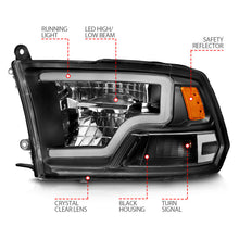 Load image into Gallery viewer, ANZO 111539 FITS: 2009-2020 Dodge Ram 1500 Full LED Square Projector Headlights w/ Chrome Housing Black Amber Headlights