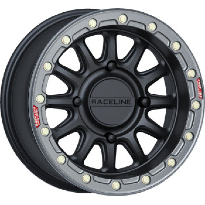 Raceline A14BG-57037+10 FITS: A14BG Alpha 15x7in/4x137 BP/10mm Offset/110.18mm Bore- Black & Gunmetal Ring Beadlock Wheel Wheels Cast