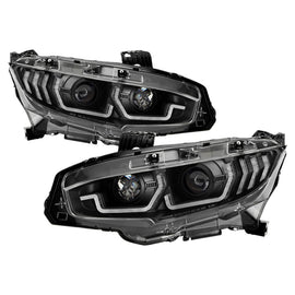 SPYDER 5087867 FITS: Honda Civic 16- 2DR/4DR/Hatchback Projector Headlights Black PRO-YD-HC16SI-SEQGR-BK Headlights