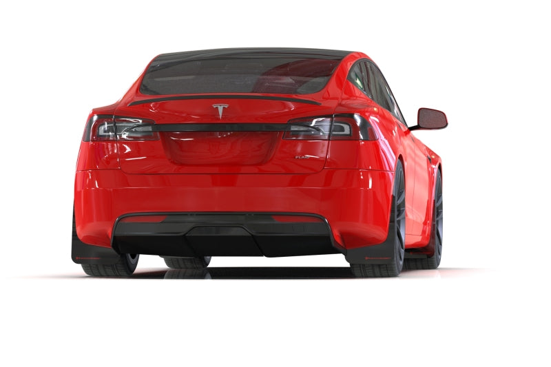 Rally Armor MF101-UR-BLK-RD FITS: 21-25 Tesla Model S / S Plaid Black UR Mud Flap w/Red Logo Mud Flaps