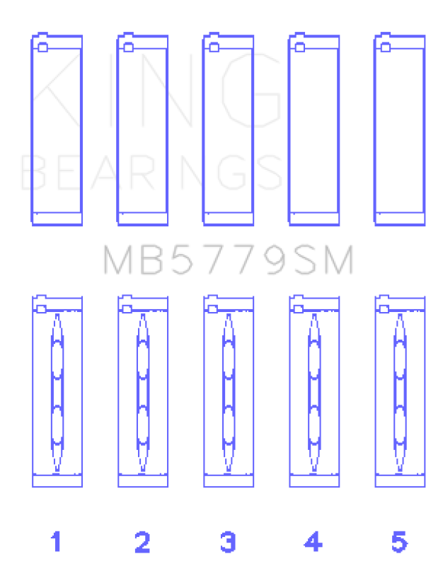 King Engine Bearings MB5779SM FITS:King Audi CDAA/CDHA/CDHB/CDAB Main Bearing Set (Set of 5) Size STD Bearings