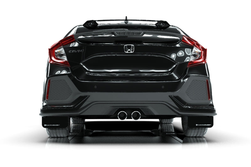 Rally Armor MF51-UR-BLK/WH FITS: 17-21 Honda Civic Sport/Sport Touring Black UR Mud Flap w/White Logo Mud Flaps