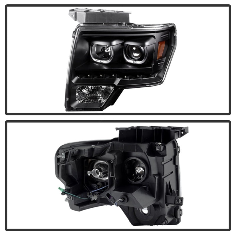 SPYDER 9032226 FITS:xTune Ford F150 09-14 Projector Headlights Halogen Model Only LED Halo Black PRO-JH-FF15009-CFB-BK Headlights