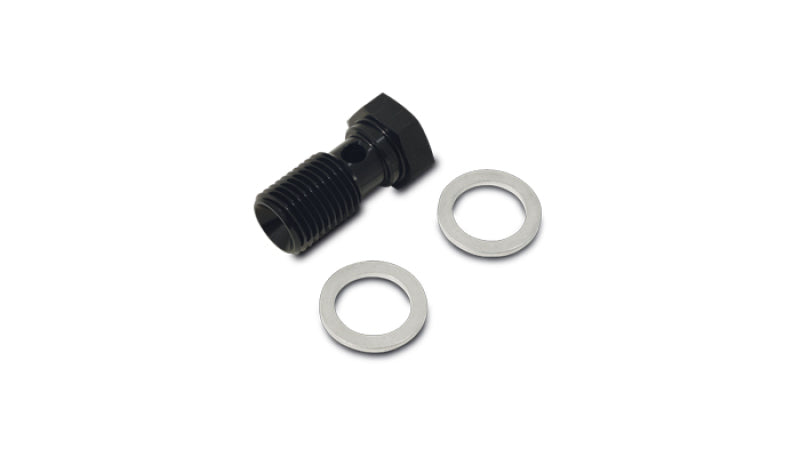 Vibrant 11464 FITS: Aluminum Banjo Bolt w/2 Washers Male 16mm x 1.5 Bolt, 24mm long bolt Anodized Black Fittings
