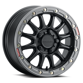 Raceline A14BG-51012+25 FITS: A14BG Alpha 15x10in/5x114.3 BP/25mm Offset/68mm Bore Black & Gunmetal Ring Beadlock Wheel Wheels Cast