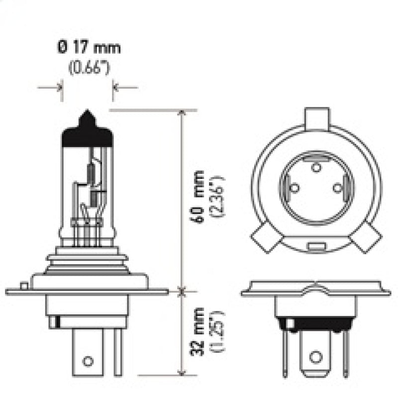 Hella LAH4 130/90W FITS: H4 12V 130/90W Halogen Headlight Bulb Universal Bulbs