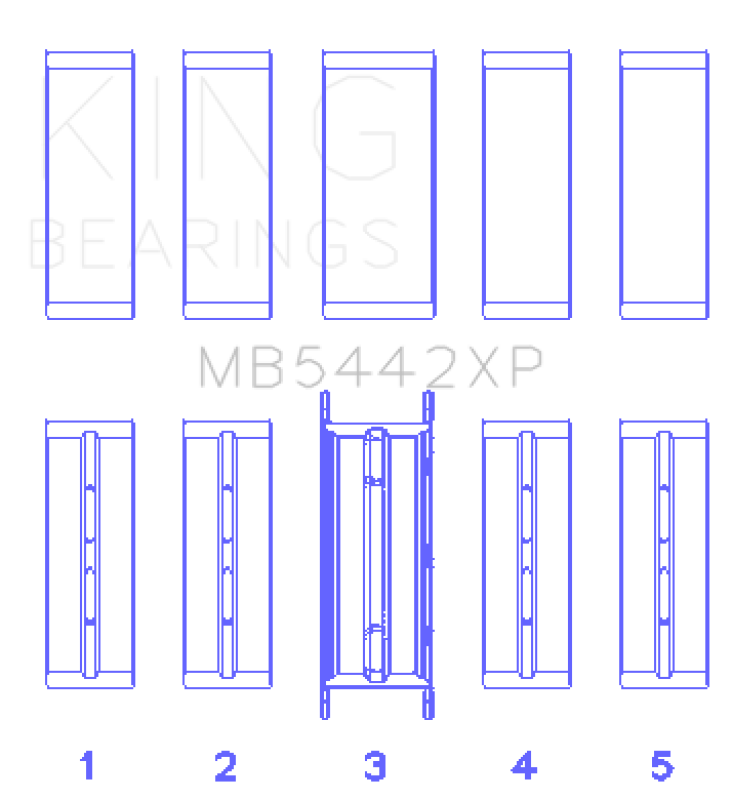 King Engine Bearings MB5442XP.026 FITS:King Ford 2.0 2.3L EcoBoost Crankshaft Main Bearing Set (Set of 5) Bearings