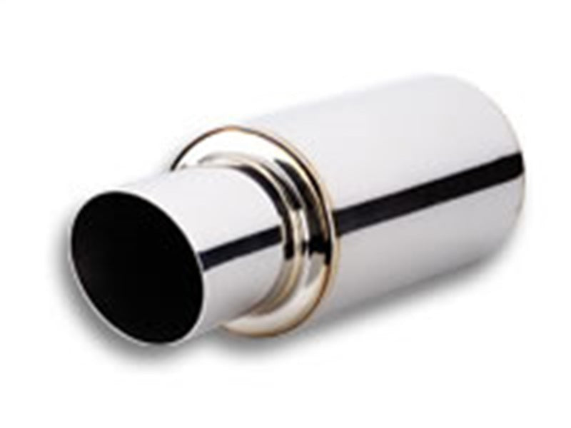 Vibrant 1061 FITS: TPV Turbo Round Muffler (17in Long) with 4in Round Tip Angle Cut 3in inlet I.D. Muffler